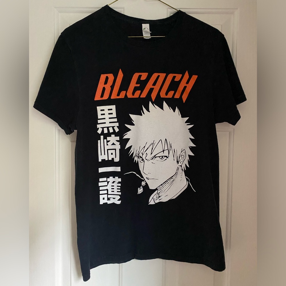 Bleach Graphic Tee - Black with Orange Print